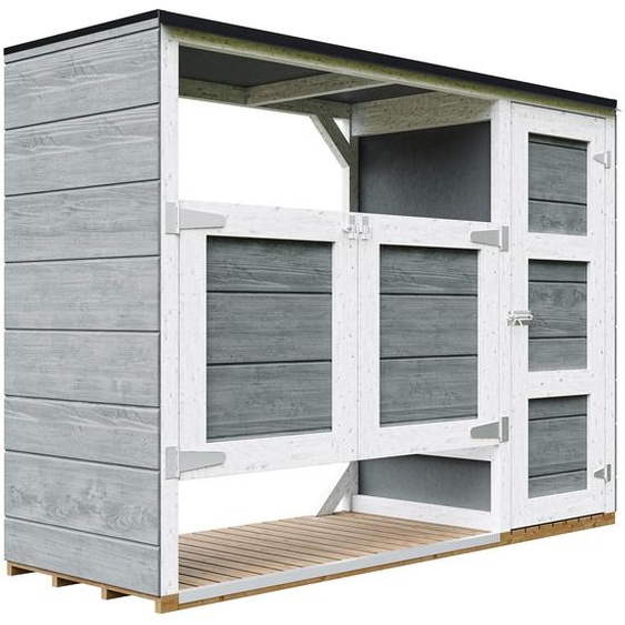 Abri de jardin pour poubelles, Cache poubelle extérieur 2x240L coffre de rangement exterieur, cabane de jardin exterieur Timbela M981A-CAVERN STEEL