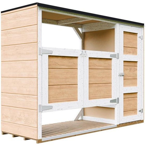Abri de jardin pour poubelles, Cache poubelle extérieur 2x240L coffre de rangement exterieur, cabane de jardin exterieur Timbela M981A-HARVEST HONEY