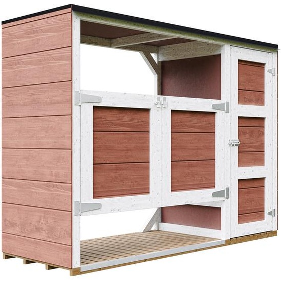 Abri de jardin pour poubelles, Cache poubelle extérieur 2x240L coffre de rangement exterieur, cabane de jardin exterieur – Timbela M981A-REDWOOD RED