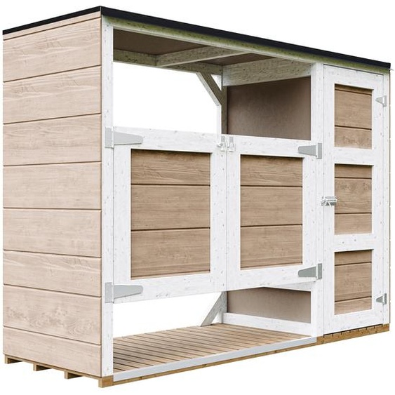 Abri de jardin pour poubelles, Cache poubelle extérieur 2x240L – coffre de rangement exterieur, cabane de jardin exterieur Timbela M981A-TERRA BROWN