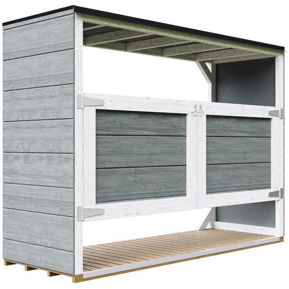 Abri de jardin pour poubelles, Cache poubelle extérieur 3x240L – coffre de rangement exterieur, armoire de jardin, cabane de jardin exterieur – Timbela M982A-CAVERN STEEL