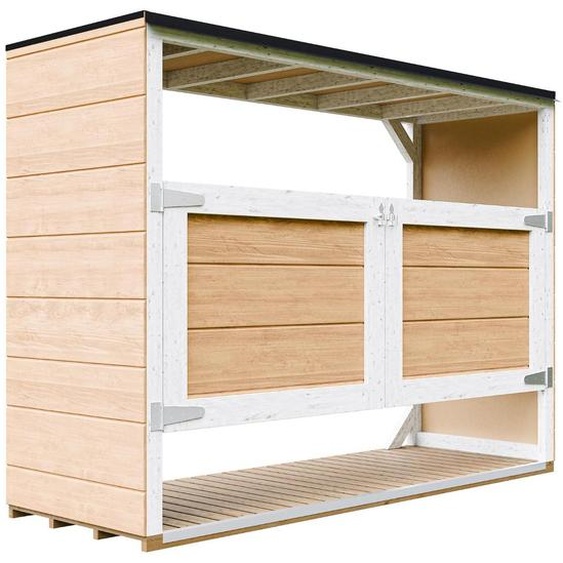 Abri de jardin pour poubelles, Cache poubelle extérieur 3x240L – coffre de rangement exterieur, armoire de jardin, cabane de jardin exterieur – Timbela M982A-HARVEST HONEY