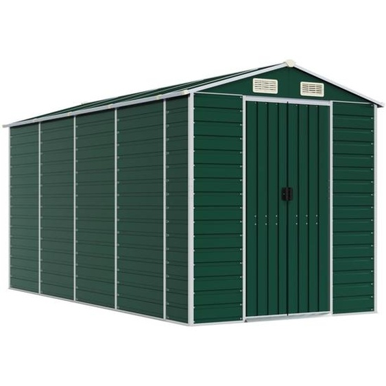 Abri de jardin vert 191x385x198 cm acier galvanisé