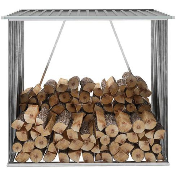 Abri de stockage de bois Acier galvanisé 163x83x154 cm Gris