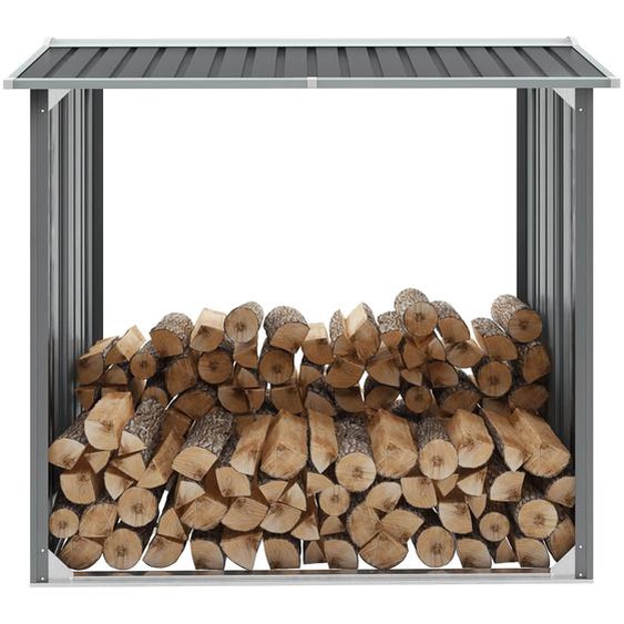 Abri de stockage de bois Acier galvanisé 172x91x154 cm Gris