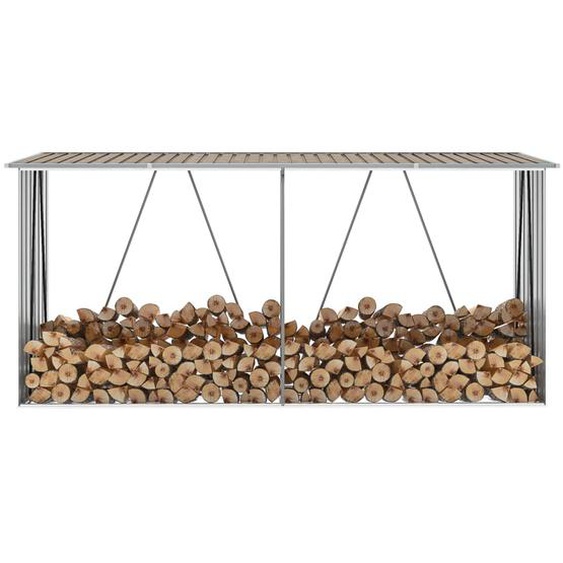 Abri de stockage de bois Acier galvanisé 330x84x152 cm Marron