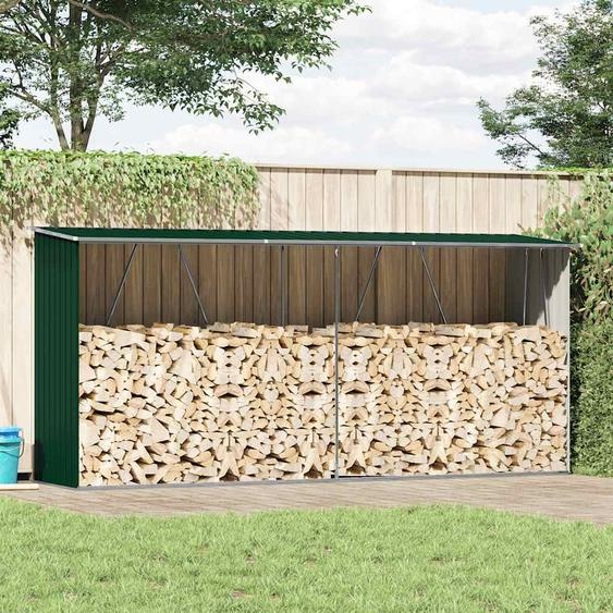 Abri de stockage de bois Acier galvanisé 330x84x152 cm Vert