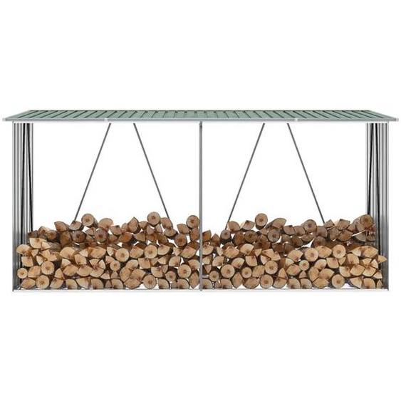Abri de stockage de bois Acier galvanisé 330x84x152 cm Vert