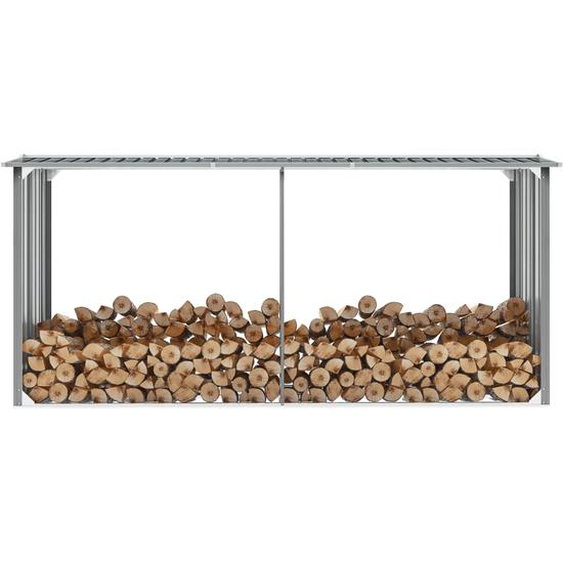 Abri de stockage de bois Acier galvanisé 330x92x153 cm Gris