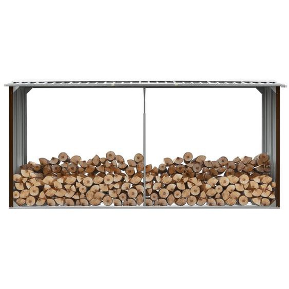 Abri de stockage de bois Acier galvanisé 330x92x153 cm Marron