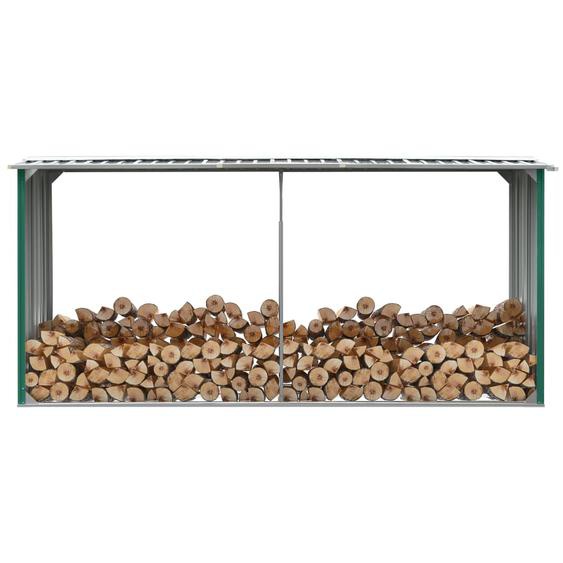 Abri de stockage de bois Acier galvanisé 330x92x153 cm Vert