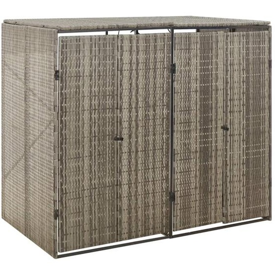 Abri pour poubelle double Gris 140x80x117 cm Résine tressée