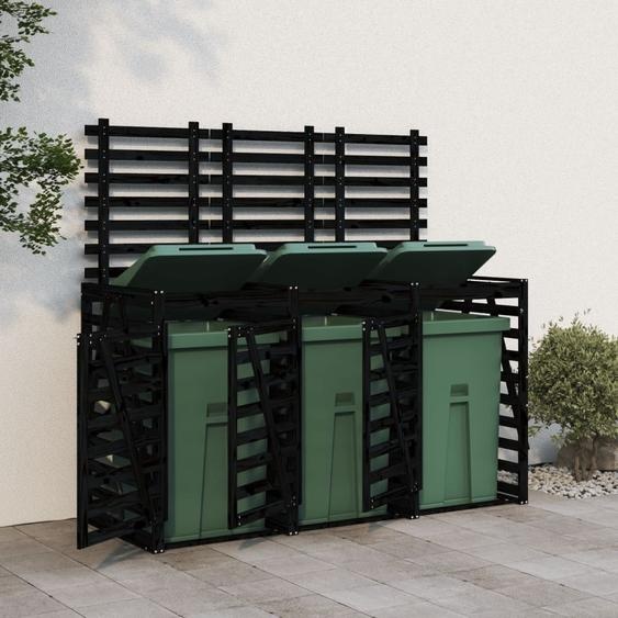 Abri pour poubelles 3 tonnes noir pin massif