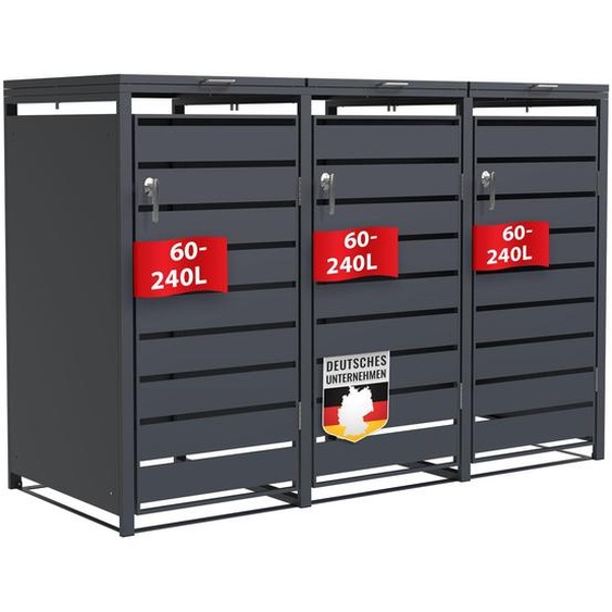 Abri pour poubelles Magnus Habillage de poubelle anthracite résistant aux intempéries pour 3 tonnes