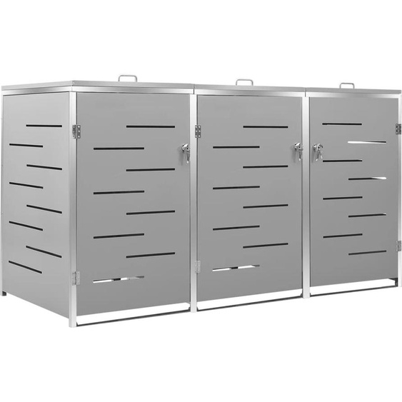 Abri pour trois poubelles 207x77,5x112,5 cm Inox