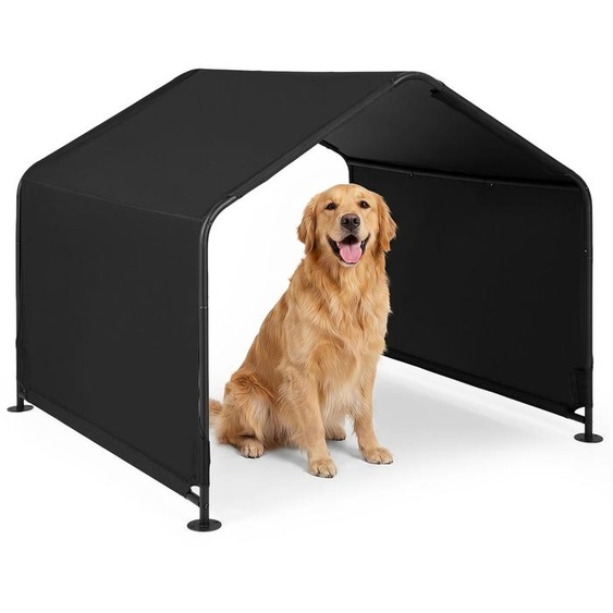 Abris pour chien dextérieur, tente pour chien avec auvent et piquets de sol, abri pour animaux résistant à leau, structure en métal, dimensions : 129 x 124 x 108 cm, couleur : noir