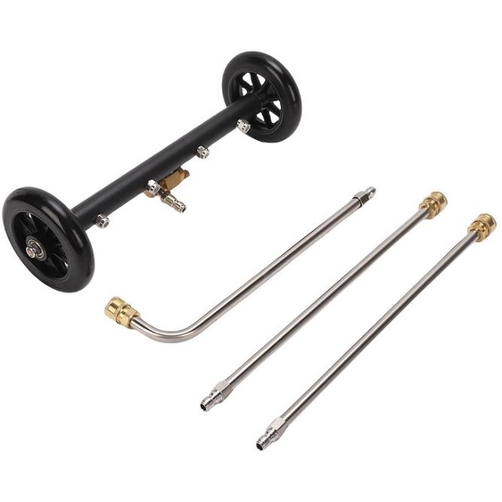 Accessoire de nettoyage haute pression pour châssis de 16 pouces avec raccord rapide 1/4, 4400 PSI, balai à eau 2-en-1 pour le nettoyage sous la voiture