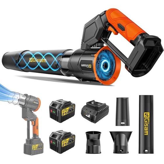 Accubladblazer 2 en 1, sans fil, avec 2 batteries, 3 vitesses, vitesse maximale : 800 000 RPM, débit dair : 850 m³/h