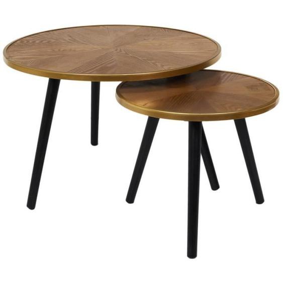 Tables gigognes - HOME DECO FACTORY - Set de 2 tables rondes - Bois MDF - Métal - Contemporain