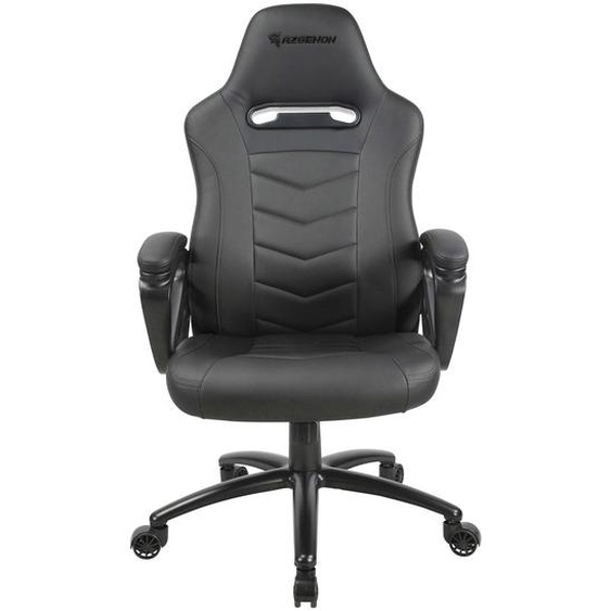 Achille Fauteuil Gamer ergonomique avec accoudoirs fixes - Simili cuir - Hauteur réglable -  Noir