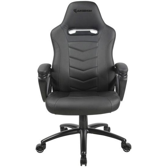 Achille Fauteuil Gamer ergonomique avec accoudoirs fixes - Simili cuir - Hauteur réglable -  Noir
