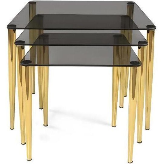 Acier inoxydable Table basse Set Salon 3x Verre trempé Rectangulaire Canapé