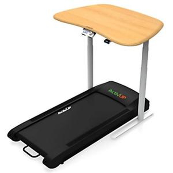 ActivUp Tapis Bureau de marche intensif Softwalk 120 cm - Plateau Bois massif Hêtre finition Blanc