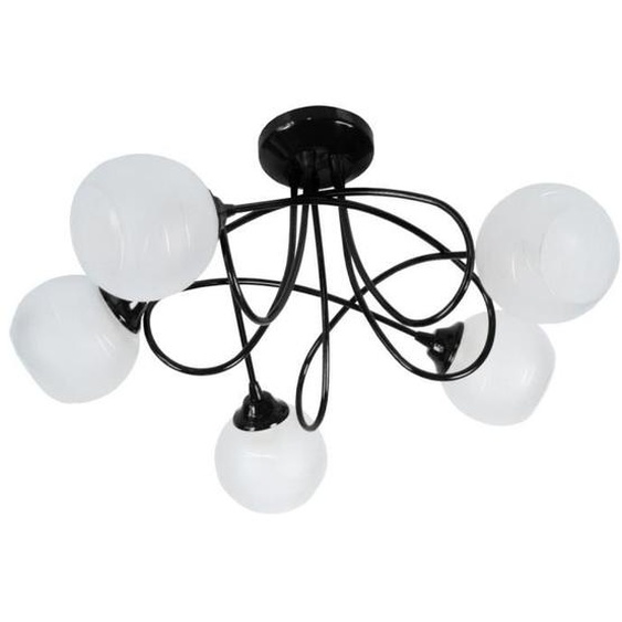 ACTUELLE A-Lustre multi bras métal  noir Abat-jour: globe verre satiné 5 ampoules G9 urbain P50xD50xH33cm