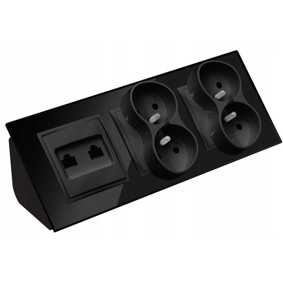 Adelid Quadra Gniazdo 4xRJ45 Noir Verre Meuble