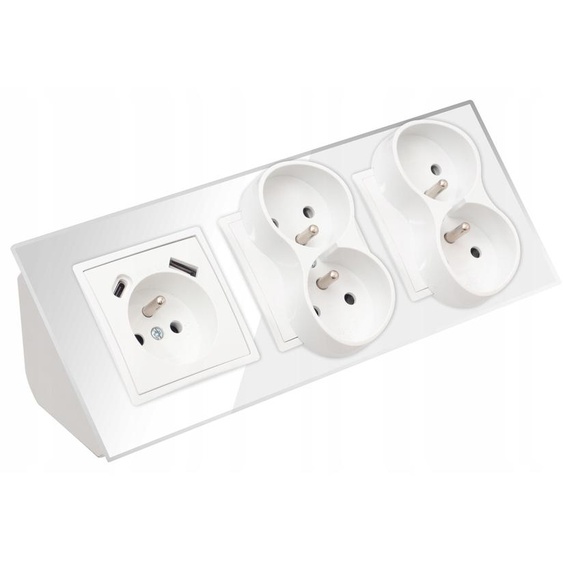 Adelid Quadra Multiprise Verre Blanc 5 Prises USB-C