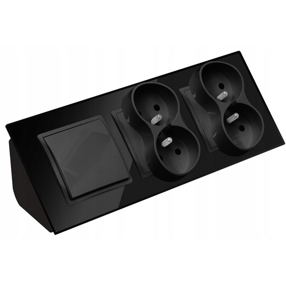 Adelid Quadra Multiprise Verre Noir avec Interrupteur