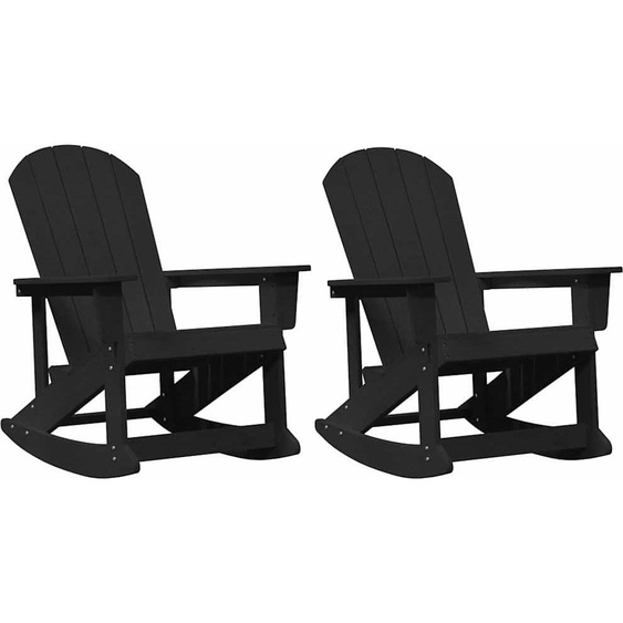 Adirondack Fauteuil à bascule 2 pcs Noir HDPE