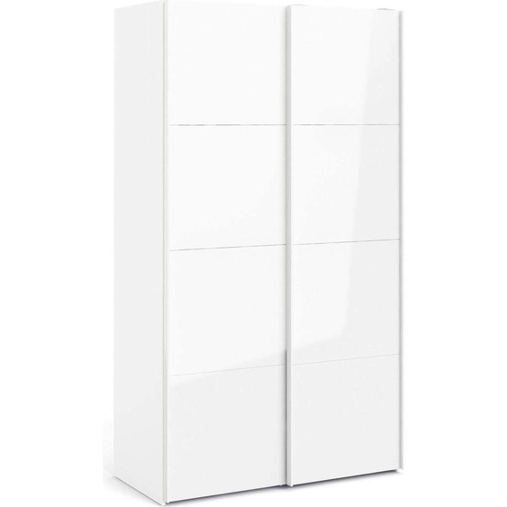 Adria - Armoire 2 Portes, 122x220h cm Blanc Brillant, Porte-manteau
