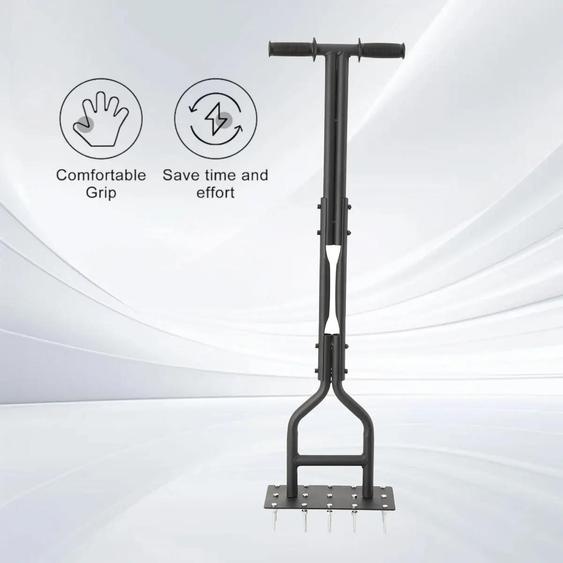 Aérateur de gazon - Modèle manuel à pousser STQ-PQZYW-101 - Fer - Aération du sol - Favorise la croissance des racines - Pour le jardin et la pelouse