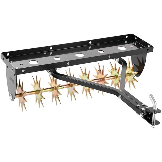 Aérateur de gazon pour tondeuse autoportée/tracteur de jardin - Aérateur tracté - Largeur de travail : 82 cm - Profondeur de travail : 5 cm - Capacité de charge : jusquà 45 kg - Structure en acier - Pour sols compactés - Noir