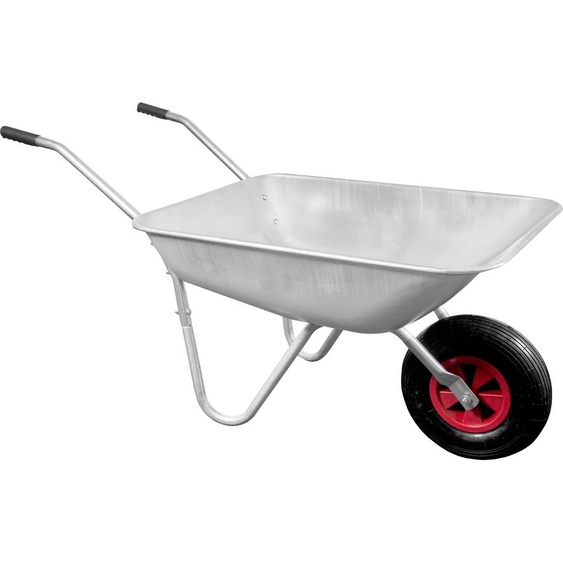 Aga Brouette de jardin en acier galvanisé avec la roue gonflable, charge 100 kg, volume 85 l