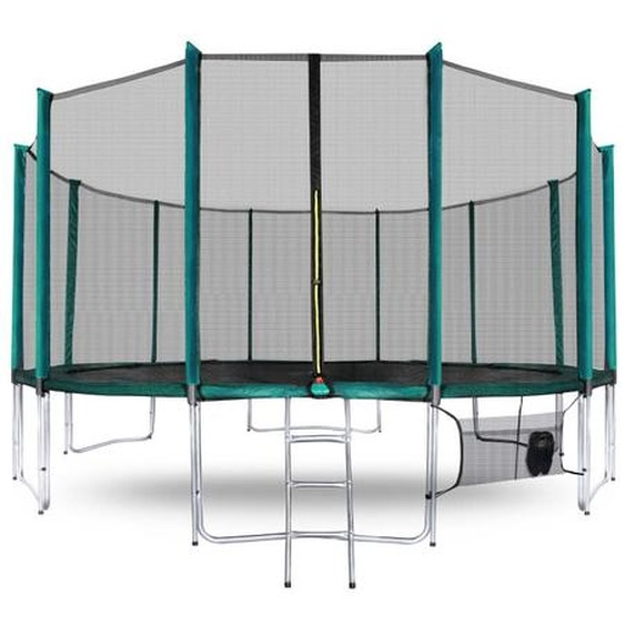 Aga SPORT PRO Trampoline 500 cm Vert foncé + filet de protection + échelle + poche pour chaussures