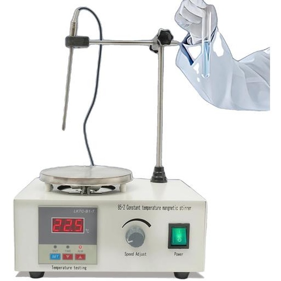 Agitateur magnétique avec plaque chauffante, capacité de 2000ml, affichage digital de la température, BLANC