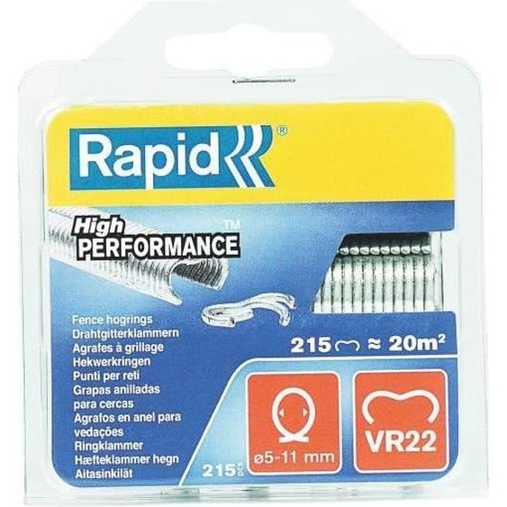 Agrafes à Grillage VR22 Rapid Agraf, Galvanisées, 215 Pièces, Acier Plastifié, Agrafeuse Manuelle