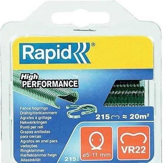Agrafes à Grillage VR22 Rapid Agraf, Plastifiées Vertes, 215 Pièces, Type C, Pour Agrafeuse Manuelle