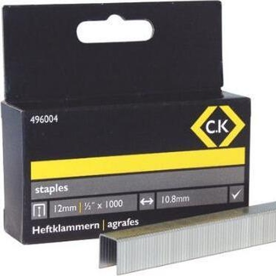 Agrafes C.K, 10,5 x 12 mm, contenu : 1.000 pièces Agrafes en acier de haute qualité, zinguées pour la fixation dobjets