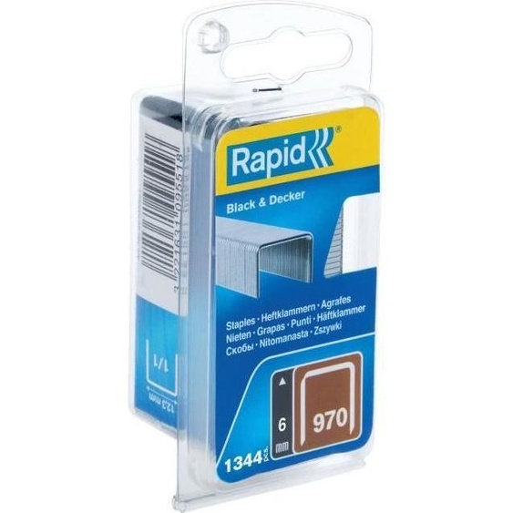 Agrafes Fil Plat Rapid n°970, 6mm, 1344 pcs, Fil Galvanisé, Compatible Rapid & Black & Decker