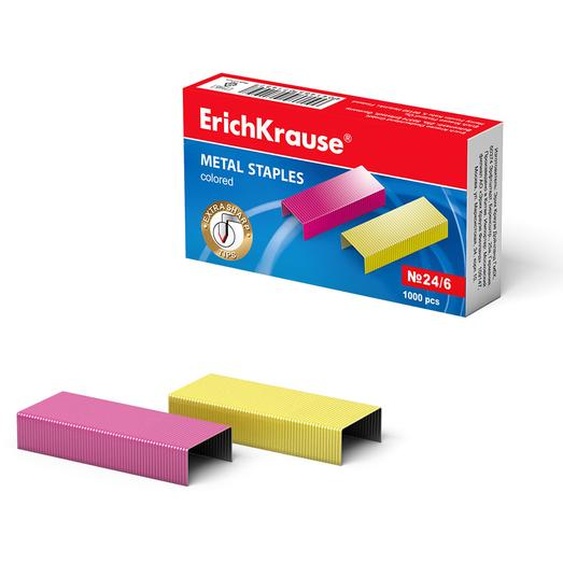 Agrafes n° 24/6 extra-fortes et pointues 1000 pièces Rose Jaune