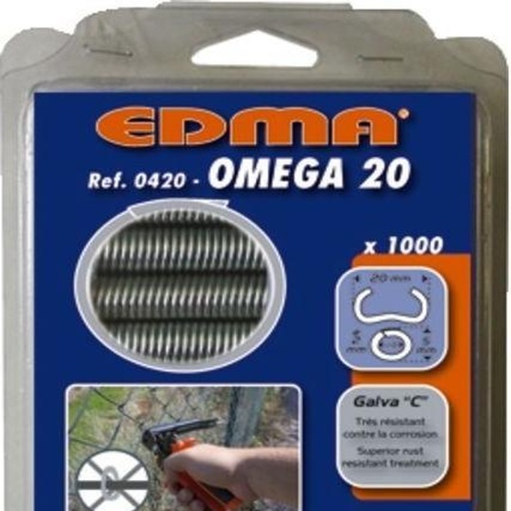 Agrafes Omega 20 EDMA - Galva A - 1000 pièces - 420