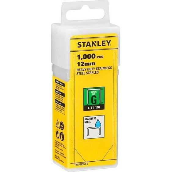Agrafes Stanley g 12mm 1000 heavy duty, acier inoxydable