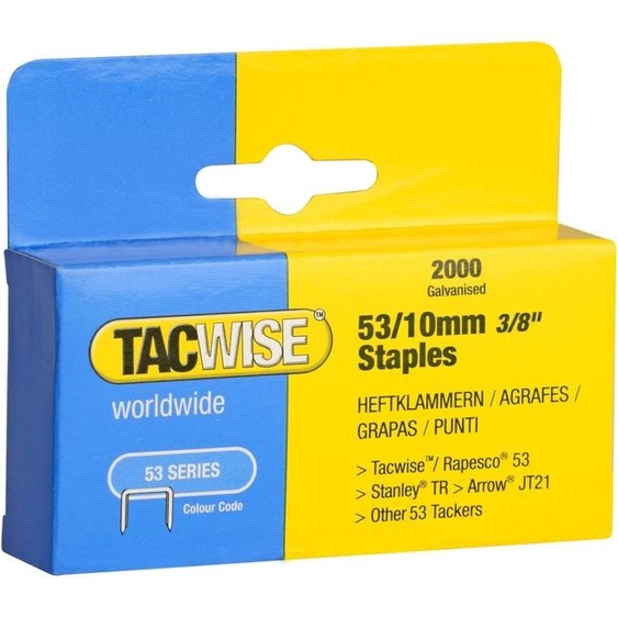 Agrafes TACWISE 53/10 mm zinguées 2.000 pièces