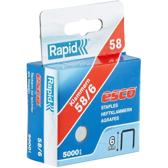 Agrafeuses Rapid Esco, type 58, agrafes de 6 mm, boîte de 5 000 pièces