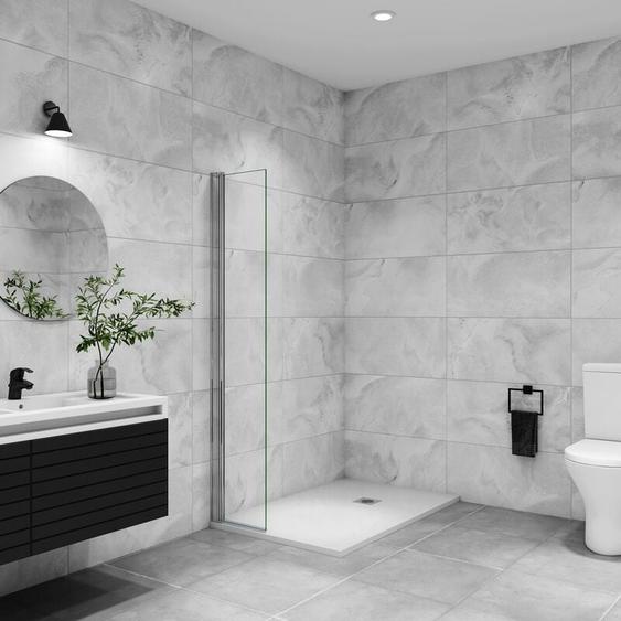Aica Sanitaire - aica paroi de douche à litalienne pivotante 55x200cm paroi de douche retour pivotant mural en verre 6mm anticalcaire profilé en alu