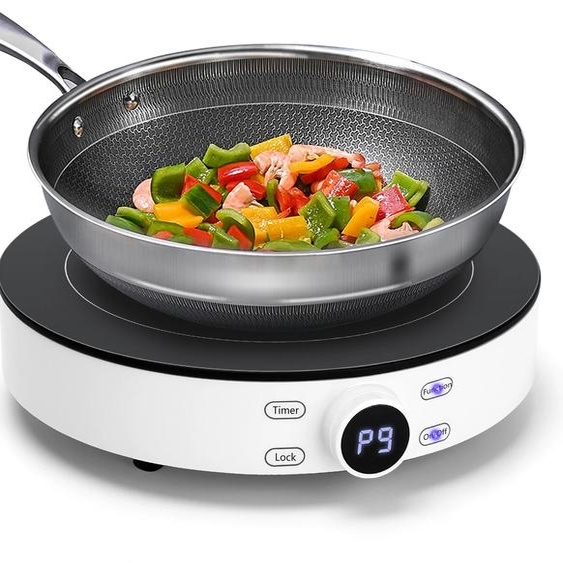 Aigostar Cookmate - Plaque de cuisson à induction 2000 W, plaque de cuisson vitrocéramique. Commande tactile avec minuterie et mise hors tension automatique. Convient aux pots