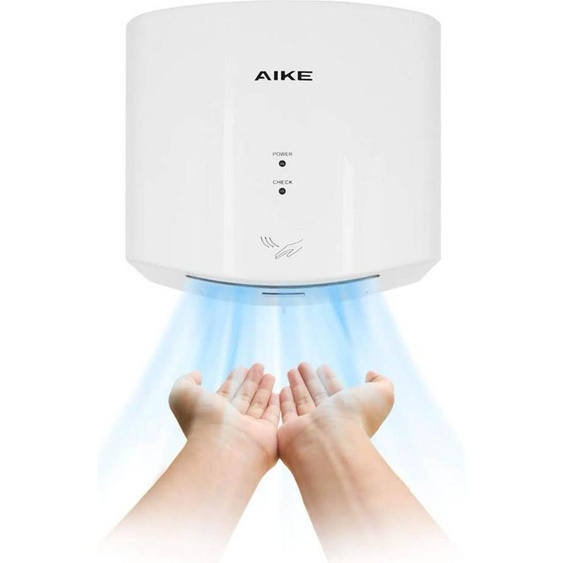 AIKE AK2630S Sèche-mains, électrique, séchage 10 sec., économie dénergie, pour cuisine/salle de bain, 220V, 1400W, blanc.